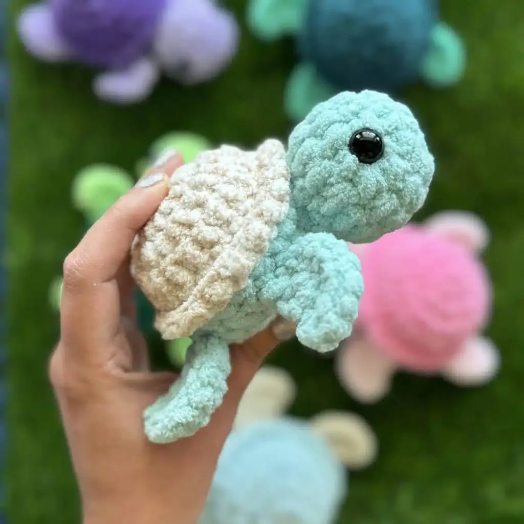Mass-produced crochet flatlay