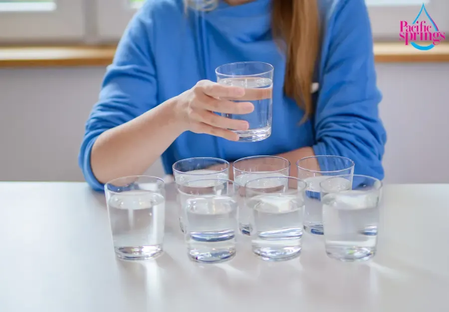 Glass of water on a counter