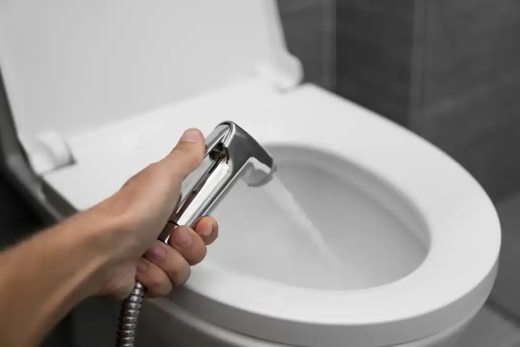 Bidet attachment installed on a standard toilet