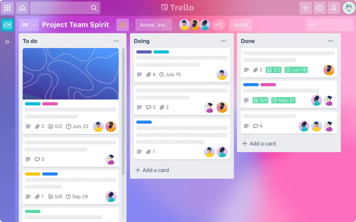 Trello kanban-board project management